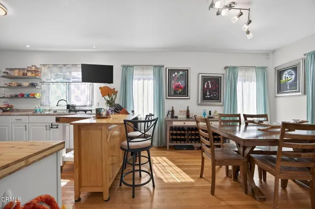 a workspace with furniture and window