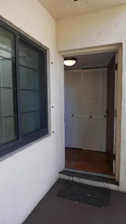 a view of wooden door