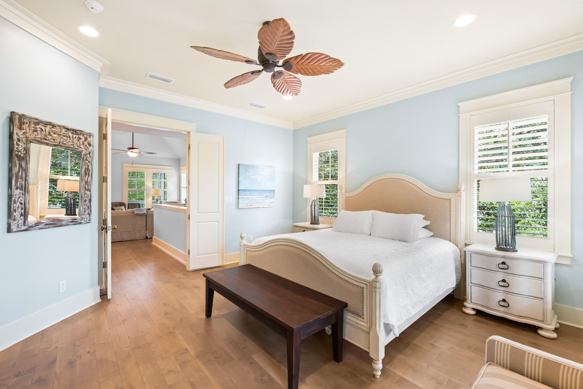 70 Pine Crest Circle Inlet Beach, FL 32461 - Photo 20 of 43 a bedroom with a bed and a chandelier