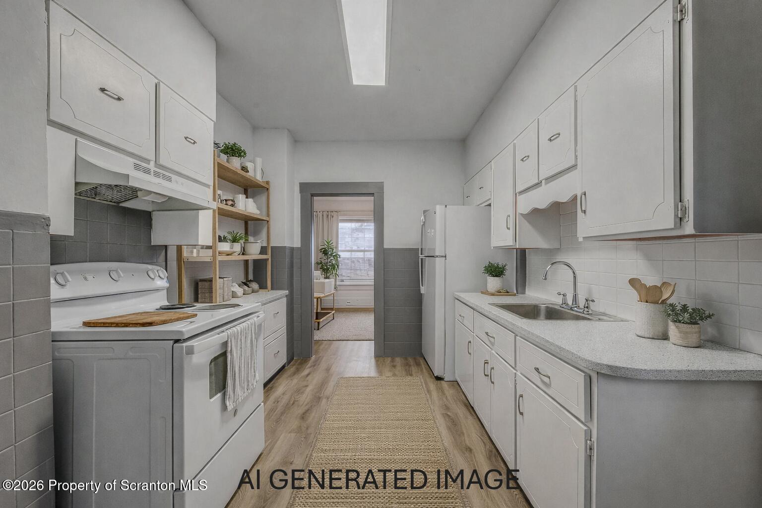 905 Albright Avenue Scranton, PA 18508 - Photo 13 of 56 a kitchen with white cabinets sink and white appliances