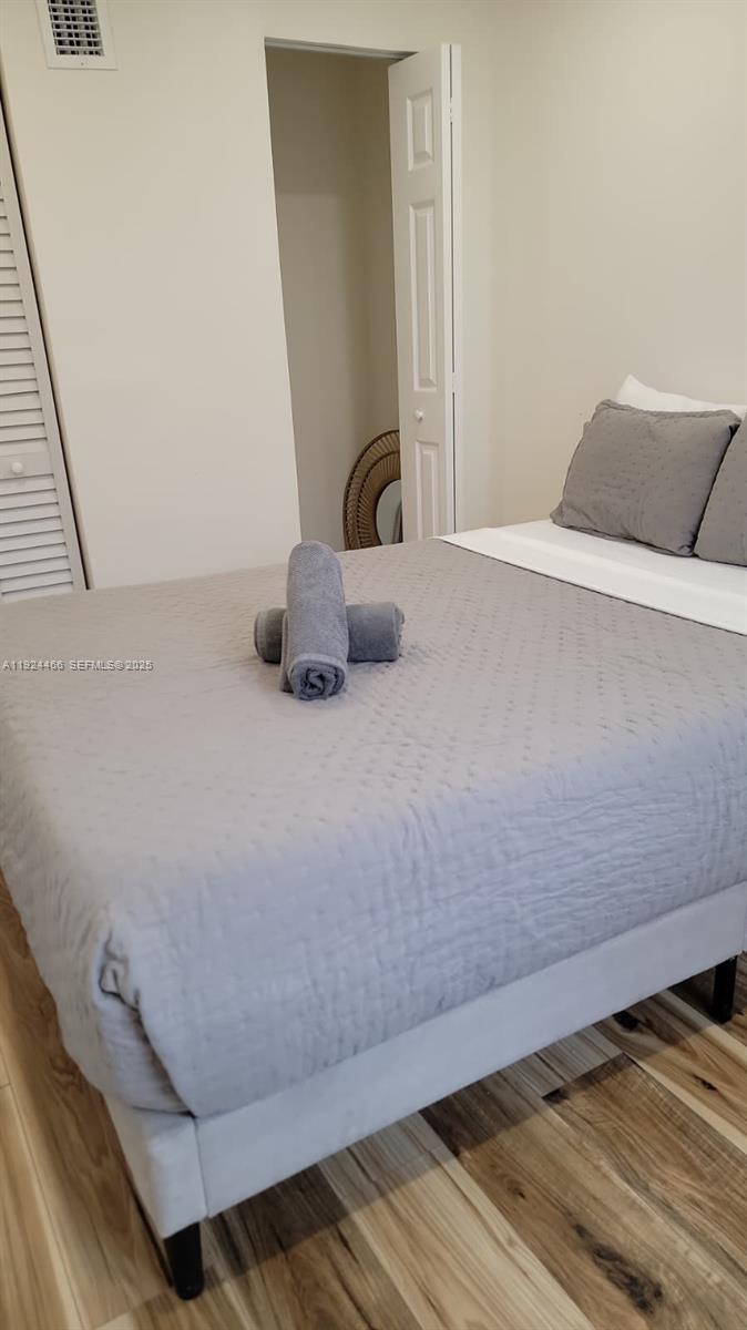 a view of a couch in the room