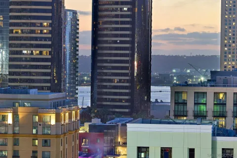 a city view with lot of high rise buildings