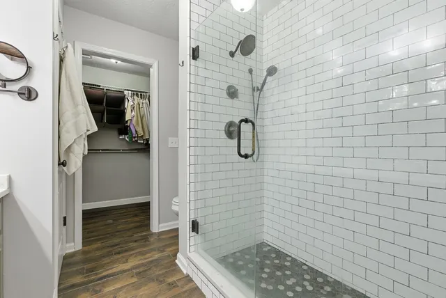 a bathroom with a shower