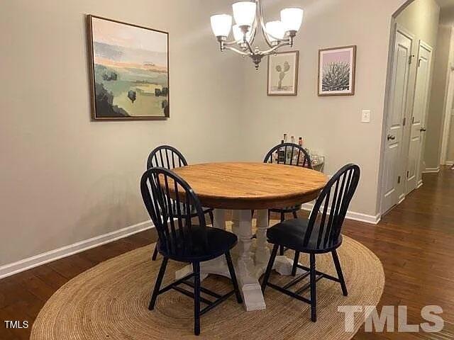 1106 Nicklaus Drive Durham, NC 27705 - Photo 5 of 7 a view of a dining room with furniture wooden floor and a chandelier