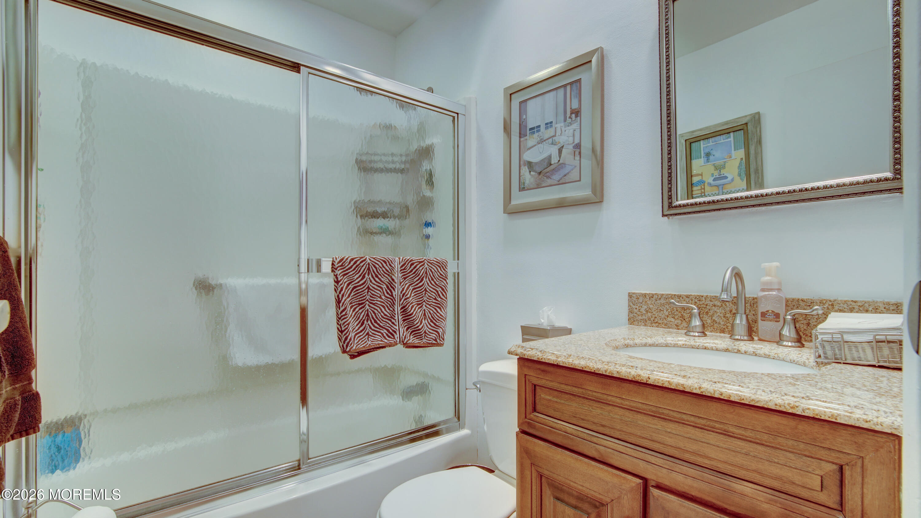 12 Cavan Lane Hazlet, NJ 07730 - Photo 18 of 34 a bathroom with a granite countertop sink toilet and shower