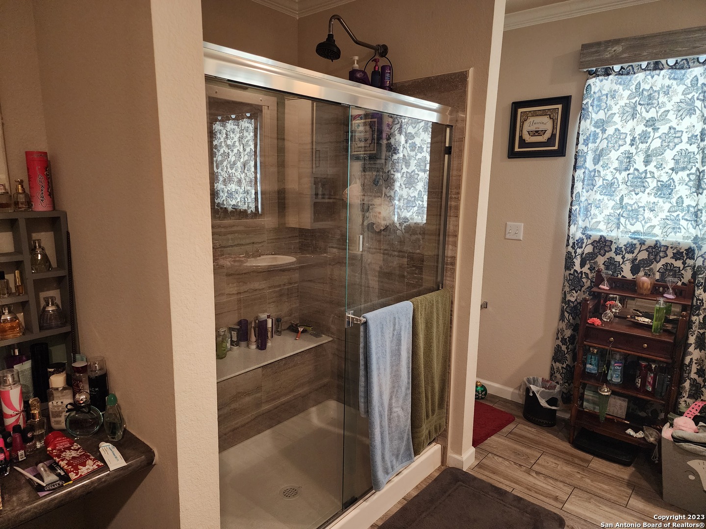 7687 County Road 450 Rocksprings, TX 78880 - Photo 9 of 17 a bathroom with a glass door shower and a mirror
