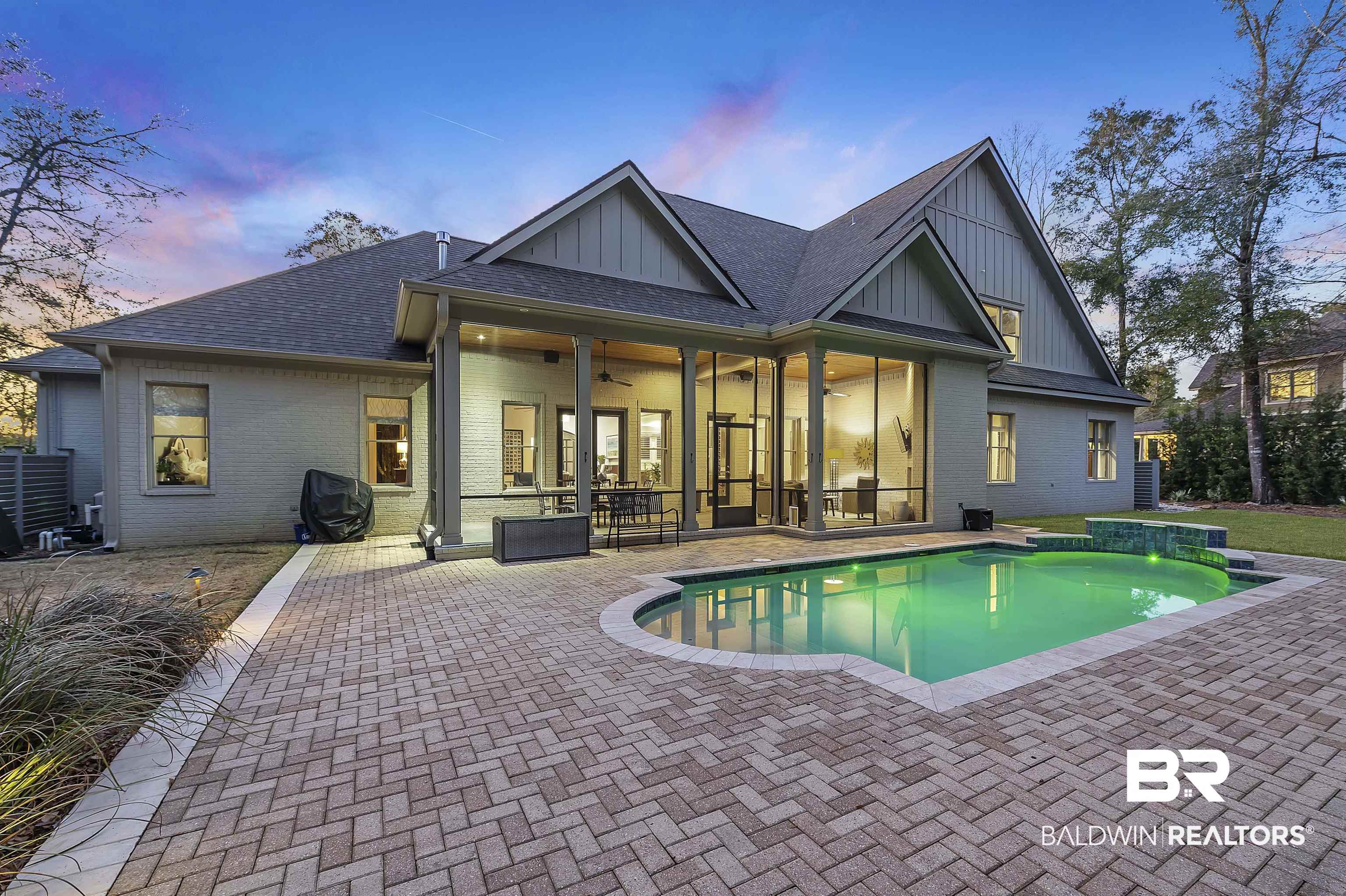 11202 Redfern Road Daphne, AL 36526 - Photo 2 of 50 Pool and Screened Porch at Twilight