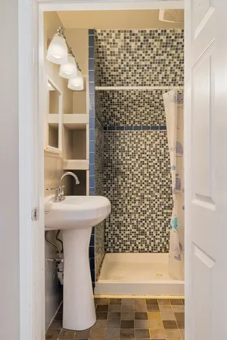 a bathroom with a shower