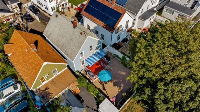 an aerial view of a house