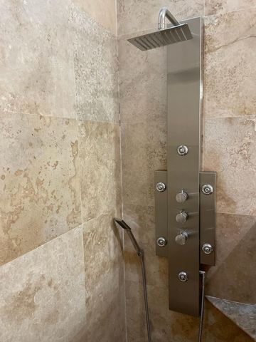 a bathroom with a shower