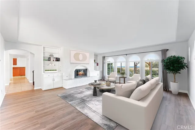 a view of a dining room with furniture and window