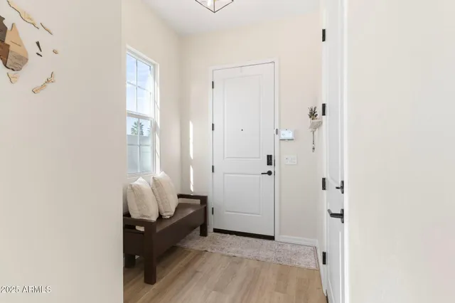 a room with a table and a chair