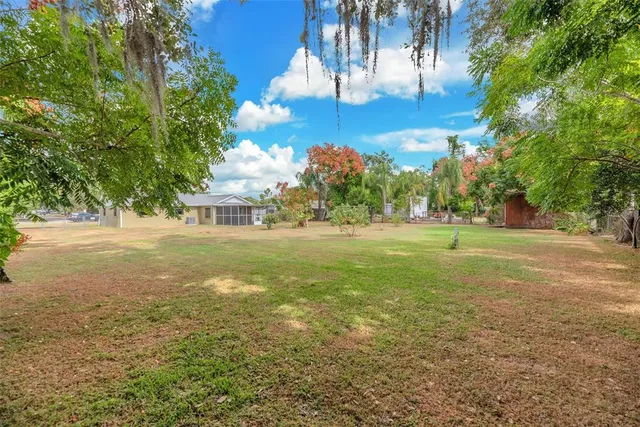 a view of grassy field with trees