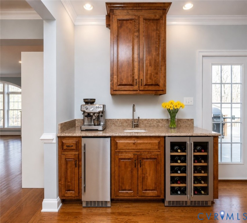 239 Jennings Road Cartersville, VA 23027 - Photo 9 of 26 Built-in wet bar featuring a beverage cooler, wine