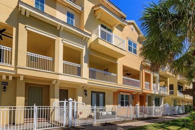 a front view of a multi story building