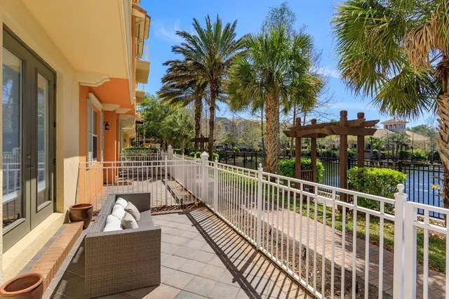 a balcony with outdoor seating