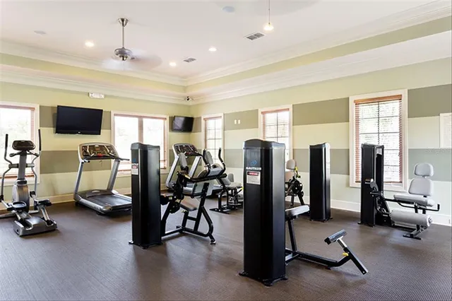 a view of a room with gym equipment