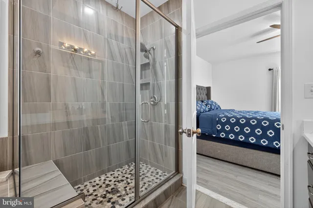 a bathroom with a shower