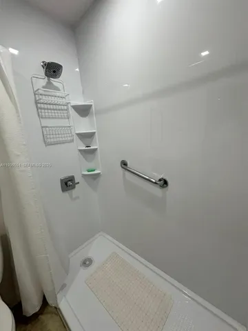 a bathroom with a bathtub