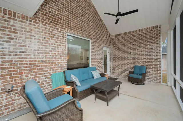 a outdoor living space with furniture