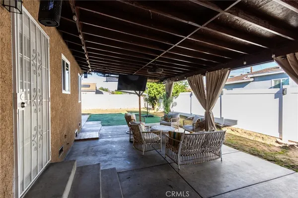 a view of an outdoor space with seating
