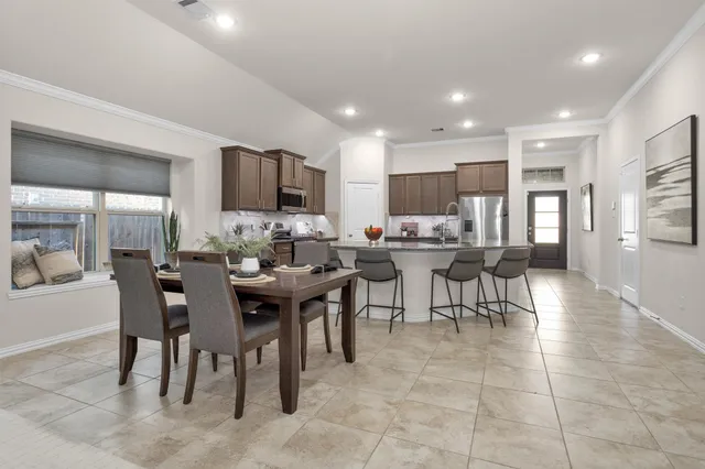 a view of a dining area with furniture