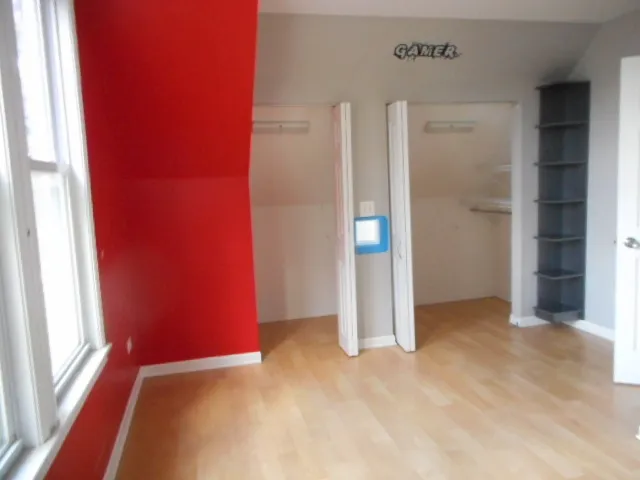 an empty room with windows