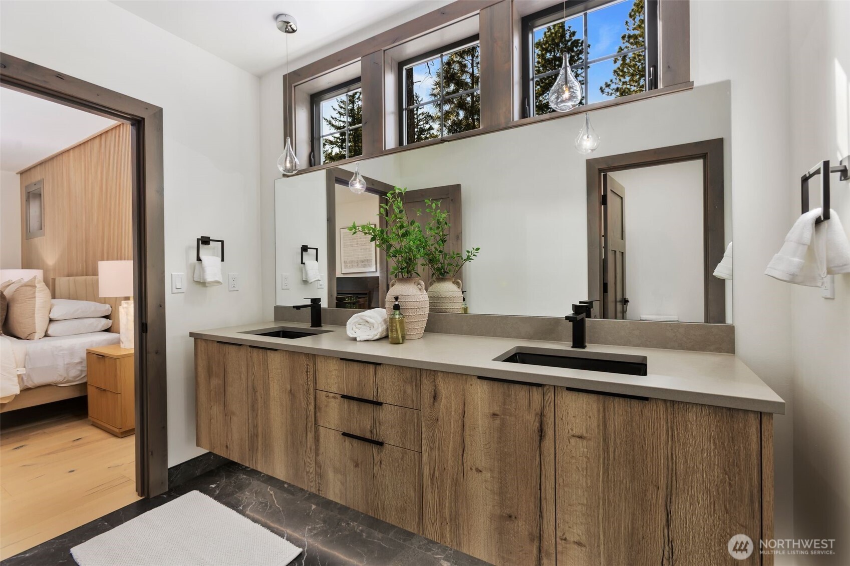 90 Portal Cle Elum, WA 98922 - Photo 20 of 38 a bathroom with a double vanity sink and a mirror