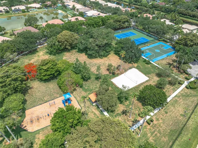 an aerial view of a house