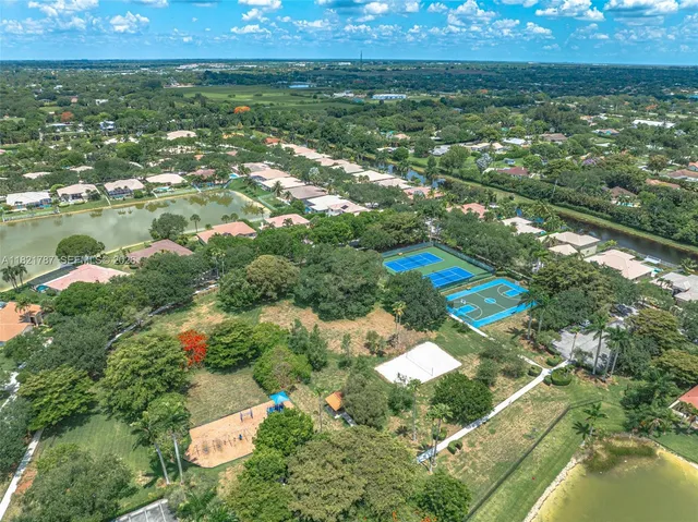 an aerial view of a house