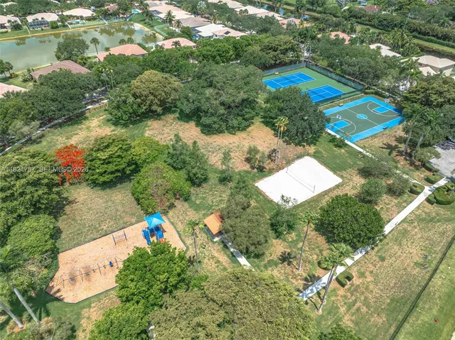 an aerial view of a house
