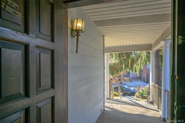 a view of dining room with a table and chairs