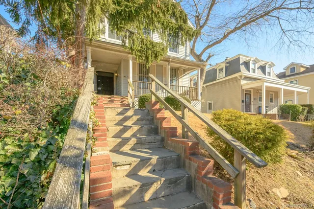 a view of a large building with large windows