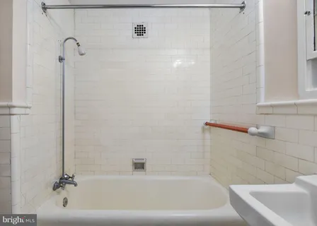 a bathroom with a bathtub