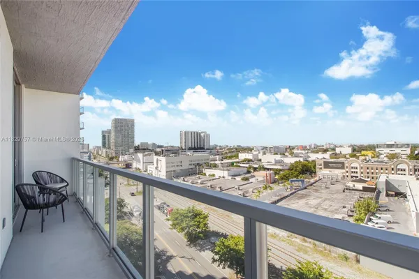 a view of a city from a balcony