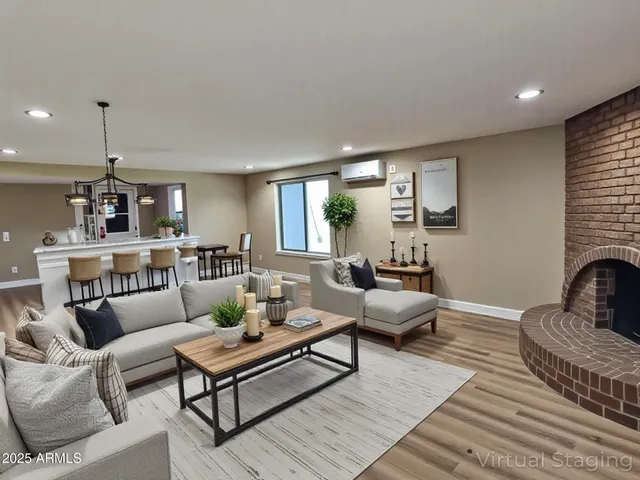 a living room with furniture