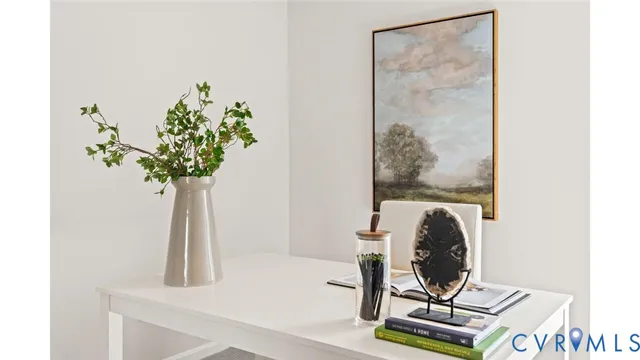 a view of workspace with a potted plant