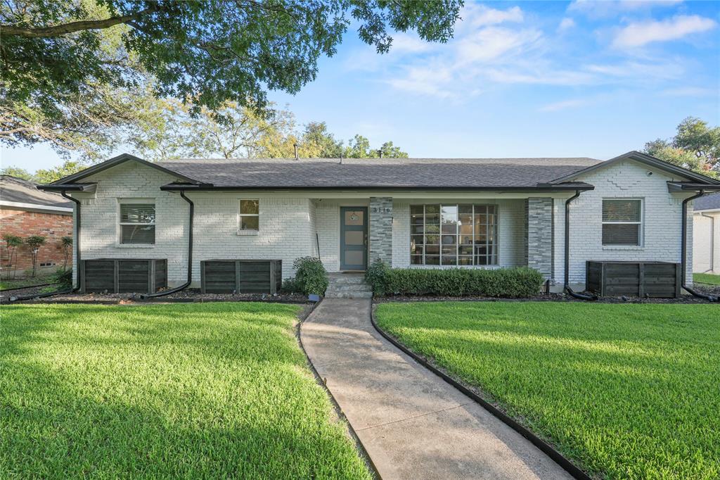 3116 Sharpview Lane Dallas, TX 75228 - Photo 1 of 1 View of front of home featuring a front lawn, brick siding, and a shingled roof