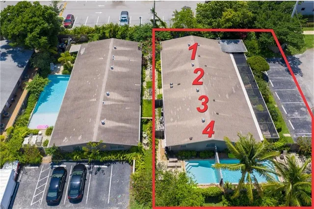 an aerial view of house