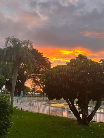 a view of a yard with an outdoor seating