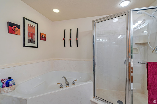 1602 Renaissance Way Springville, UT 84663 - Photo 28 of 42 Bathroom featuring a marble finish shower and a bath
