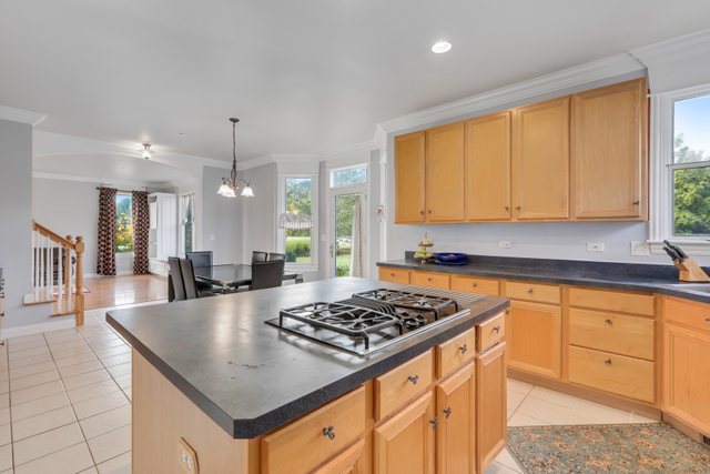 1350 Hunters Ridge West Hoffman Estates, IL 60192 - Photo 16 of 41 a kitchen with stainless steel appliances granite countertop a stove white cabinets a sink dishwasher and a stove with wooden floor