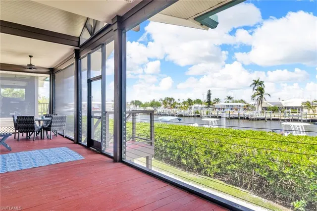 a view of a balcony with lake view