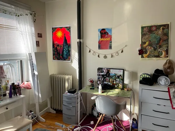 a living room with furniture and window