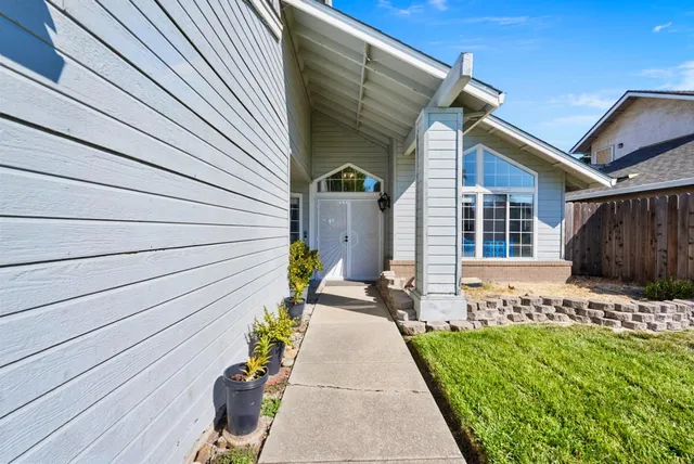 a porch with seating space