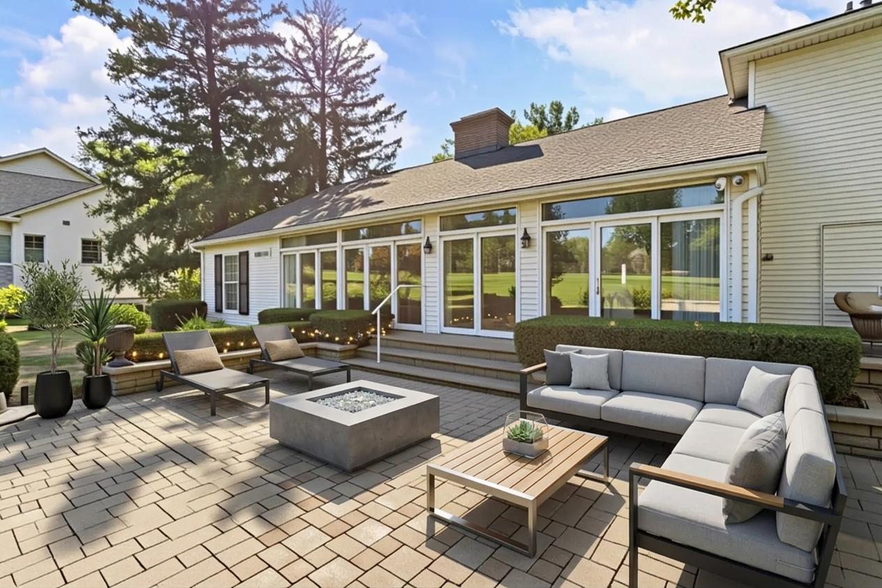 7 Greencroft Drive Champaign, IL 61821 - Photo 33 of 44 a view of a patio with couches table and chairs with wooden floor and fence