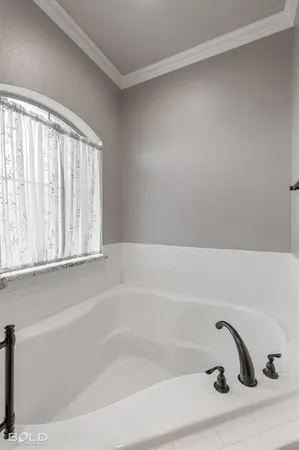 a bathroom with a bathtub