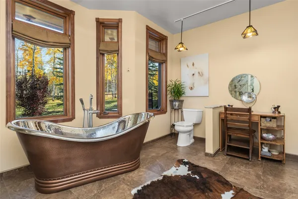 a bathroom with a shower curtain