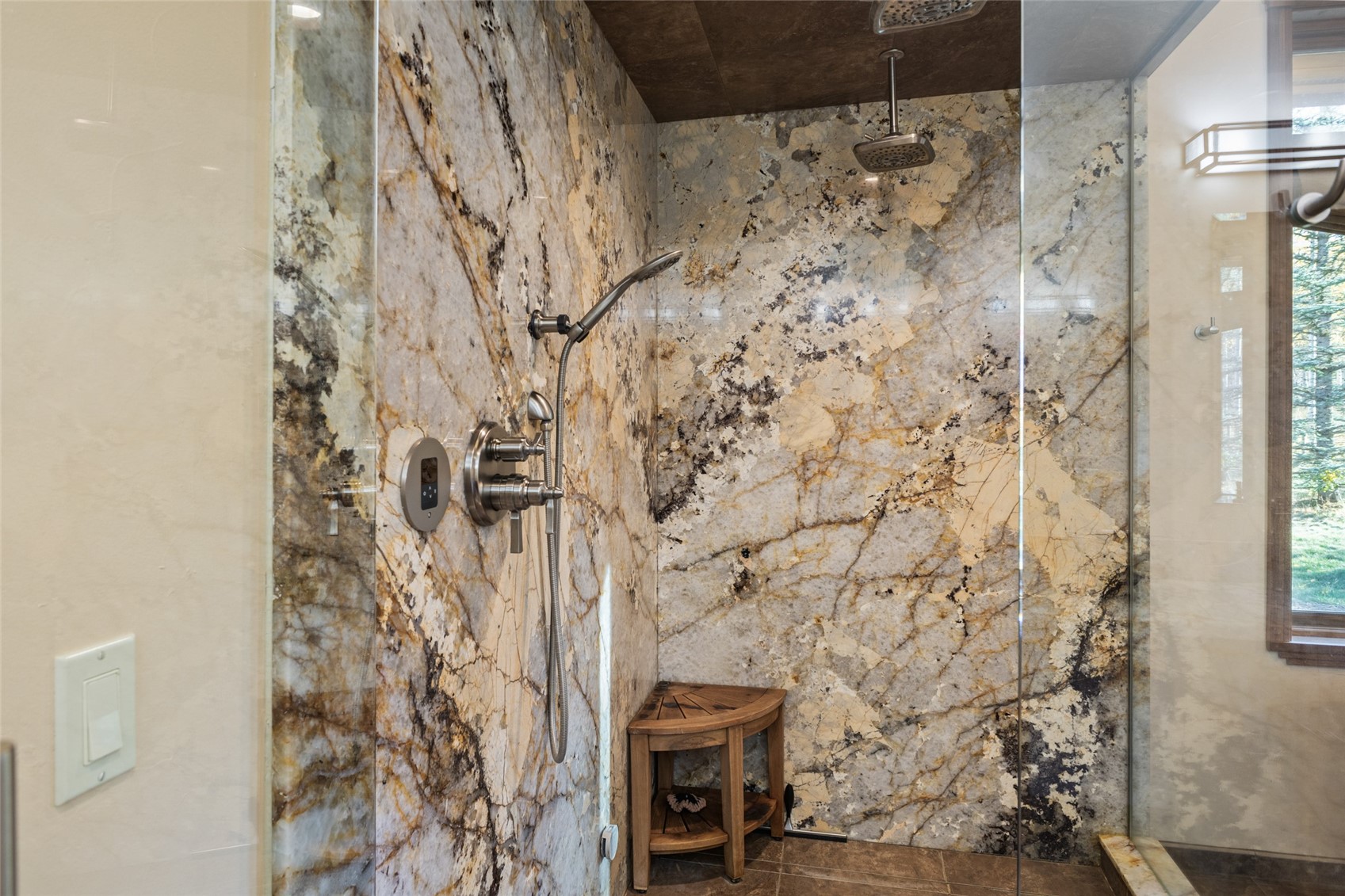 32350 Los Ranchos Road Oak Creek, CO 80467 - Photo 30 of 50 a bathroom with a shower curtain