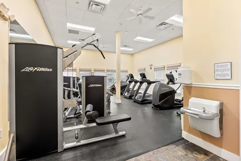 a view of a room with gym equipment